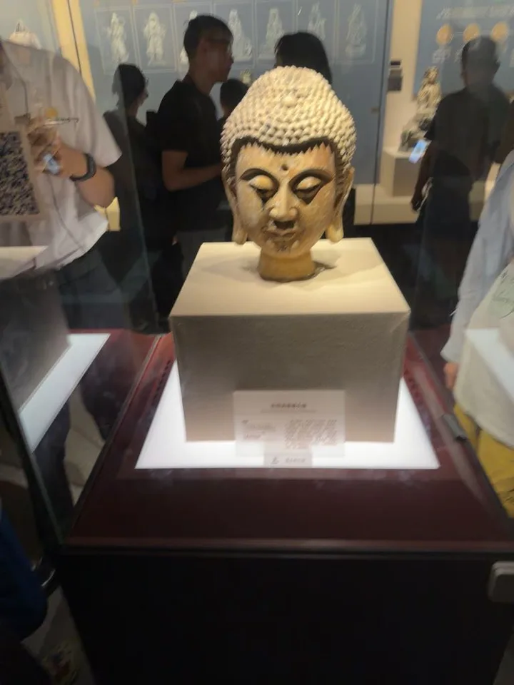 A Buddha head sculpture displayed at Ningxia Museum